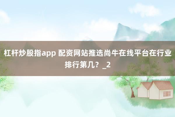 杠杆炒股指app 配资网站推选尚牛在线平台在行业排行第几?_2